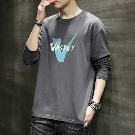 男士长袖T恤2023新款春秋季宽松潮牌内搭男装打底衫体恤棉感衣服图片