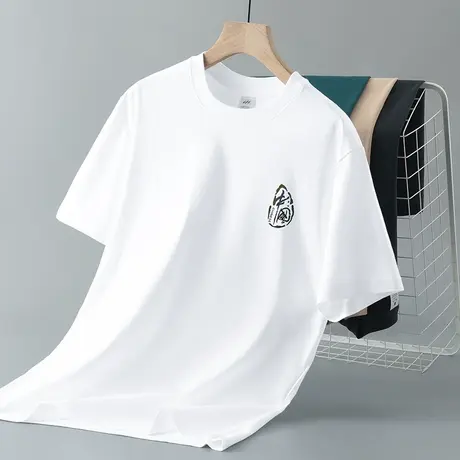 重磅纯棉t恤男短袖白色上衣服中国潮流夏季半袖宽松全棉圆领体恤商品大图