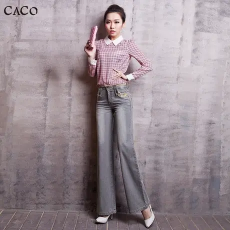 阔腿牛仔裤女2025春纯棉无弹浅紫灰色喇叭肥腿裤BF男友风帅气长裤商品大图