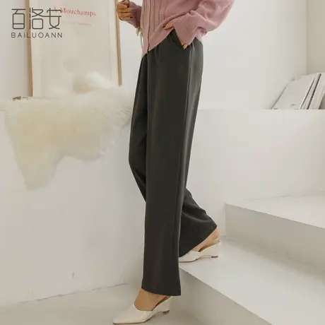 百洛安宽松直筒西装裤春装新款气质高腰显瘦阔腿裤通勤百搭女长裤图片