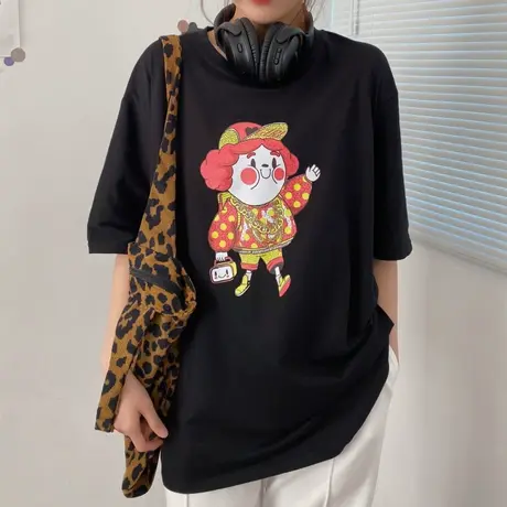 纯棉短袖t恤女2021年新款夏季宽松韩版半袖设计感小众上衣服ins潮图片