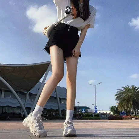 高腰破洞牛仔短裤女2023夏季新款学生宽松阔腿A字辣妹热裤子ins潮商品大图