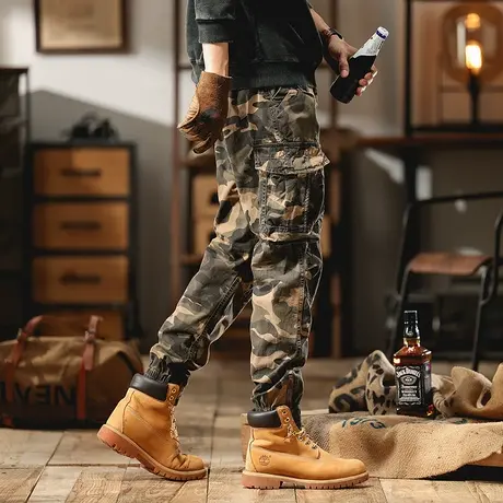 裤子男款工装裤男大码潮流裤子束脚工装裤春秋冬男士休闲裤商品大图