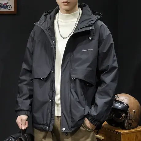 冲锋衣男外套春秋潮牌男装工装大码男款衣服男士夹克连帽2024新款图片