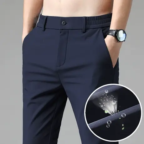 夏季轻薄款商务正装西裤西装中年爸爸夏装休闲长裤子男士冰丝西服图片