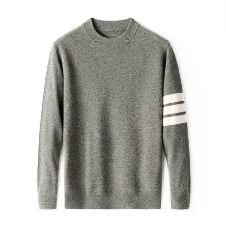 纯羊毛衫男秋冬款宽松男士青年圆领商务针织衫内搭男式毛衣外套潮商品大图