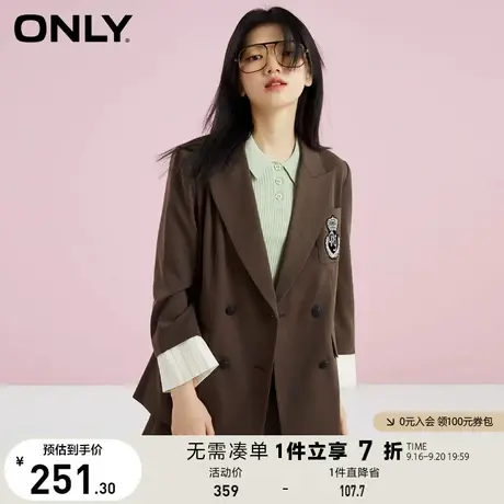 ONLY奥莱夏季宽松学院风小众设计假两件西服外套女商品大图