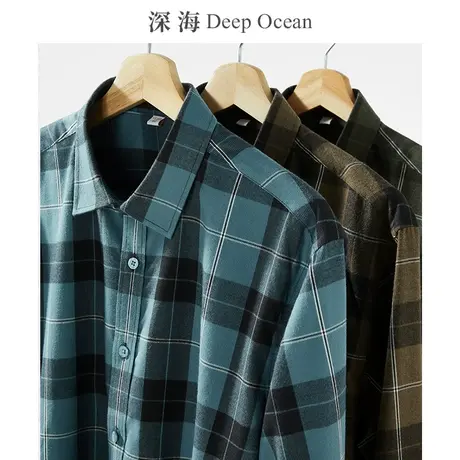 衬衫男磨毛保暖商务休闲大格子韩版潮流修身青年男士衬衣冬季男装商品大图