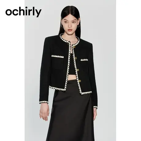 ochirly欧时力 CE风羊毛呢小香风外套女 2023新款秋冬法式设计感商品大图
