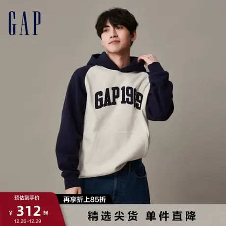 【断码优惠】Gap男装冬季宽松碳素软磨抓绒卫衣休闲连帽衫892216图片
