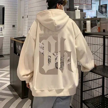 开衫连帽卫衣外套男春秋季2023新款美式潮牌加绒宽松港风休闲上衣商品大图