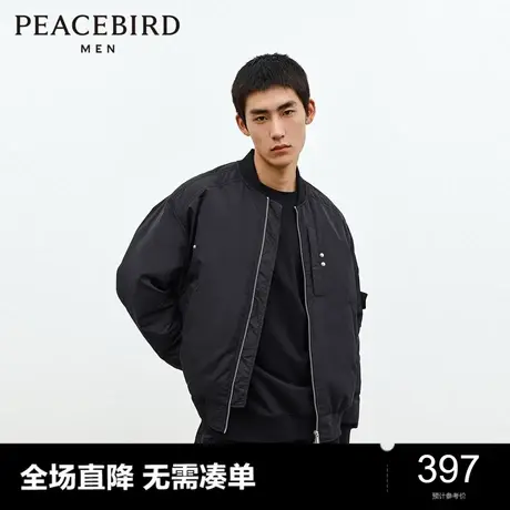 太平鸟男装飞行员夹克2024春新款美式复古宽松棒球服潮流茄克外套图片