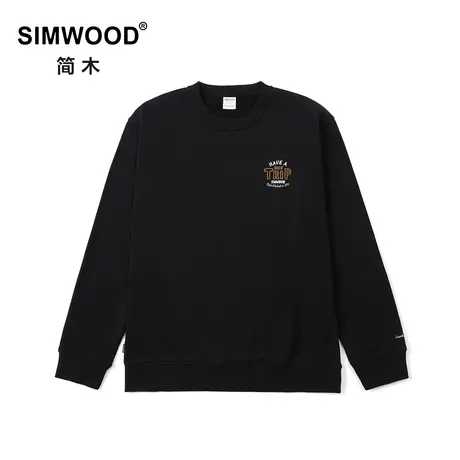 Simwood简木男装【宽松版型】360g竹节棉刺绣圆领休闲长袖卫衣商品大图
