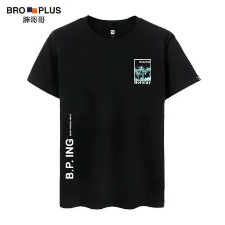 胖哥哥大码纯棉短袖t恤男夏季加肥加大圆领半袖宽松胖子男士体恤商品大图