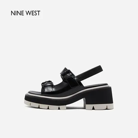 Nine West/玖熙休闲凉鞋女2023夏季新款厚底外穿粗高跟罗马松糕鞋商品大图