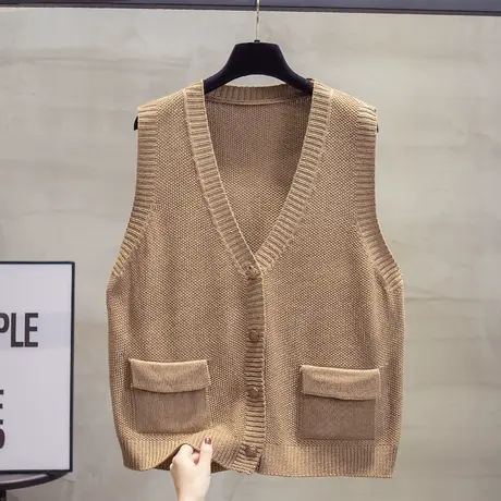 v领针织开衫马甲背心女2023秋装新款宽松外穿马夹外搭毛衣坎肩潮商品大图