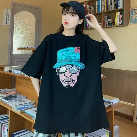 欧美风短袖t恤女夏装2021新款宽松韩版半袖设计感小众上衣服ins潮商品大图