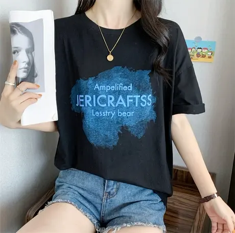 短袖白色t恤女春夏季2023年新款宽松圆领学生打底衫内搭半袖体恤图片