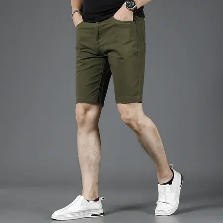 2023新款军绿色休闲短裤男款五分裤夏季薄款修身弹力潮流男士中裤商品大图