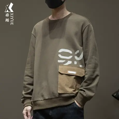 希越加肥加大卫衣男2023秋季国潮上衣男士大码秋冬季男生打底衫潮商品大图