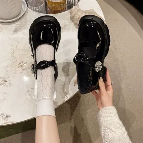 玛丽珍小皮鞋女春秋2024新款法式黑色单鞋气质百搭粗跟中跟女鞋子商品大图