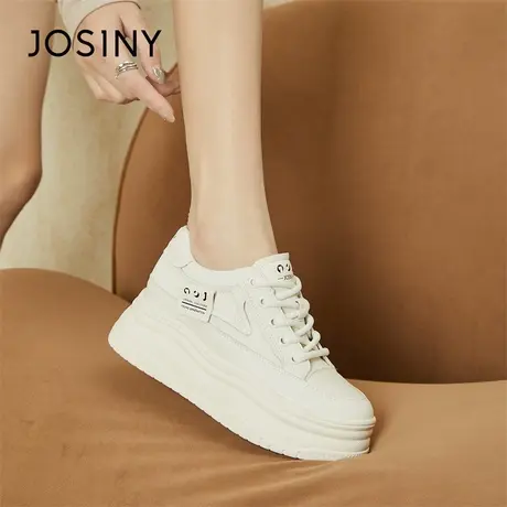Josiny/卓诗尼休闲板鞋女2024新款春季舒适乐福鞋百搭平底帆布鞋商品大图