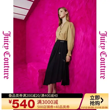 橘滋【秋季新品】城市时差logo绣不规则下摆百褶半截裙图片