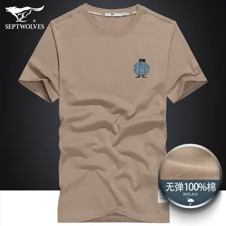 七匹狼狼族部落短袖T恤2023夏季男士100%纯棉圆领半袖印花短t上衣商品大图