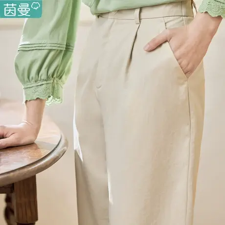 茵曼旗舰店休闲西装裤女2023春季新款高腰显瘦小个子通勤直筒长裤图片