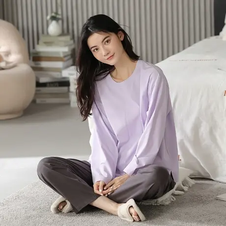 睡衣女纯棉春秋款长袖长裤甜美网红风家居服套装可外穿2023年新款商品大图
