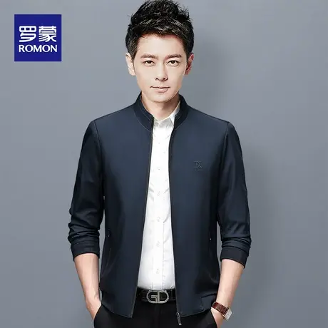 罗蒙2023年春秋季新款中老年爸爸装男士商务时尚夹克休闲立领外套图片