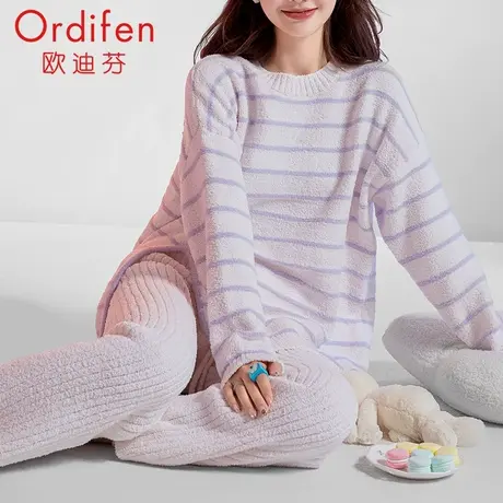 欧迪芬女士半边绒保暖家居服套装商品大图