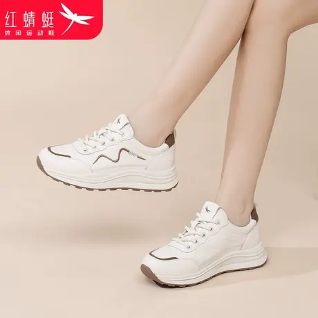 红蜻蜓女鞋春秋新款鞋子白色阿甘老爹休闲运动鞋女款厚底增高大码商品大图