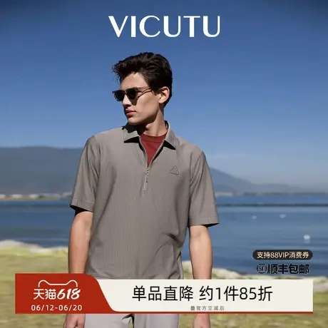 VICUTU威可多男士短袖T恤新款舒适弹力商务通勤休闲百搭Polo衫图片