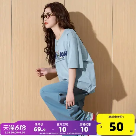 唐狮短袖T恤女纯棉2025夏季新款内搭打底衫设计感宽松甜美上衣pc商品大图