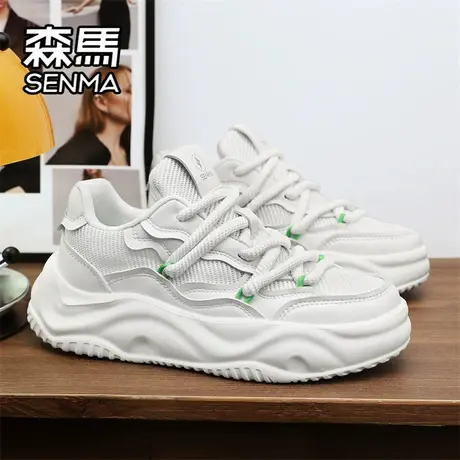 森马男鞋春秋季潮流百搭休闲面包板鞋青少年运动厚底增高小白潮鞋商品大图