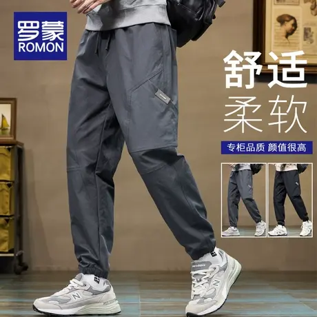 罗蒙男士休闲裤秋季2025新款秋冬工装裤宽松束脚潮牌哈伦运动裤子商品大图