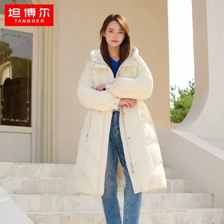 坦博尔女士长款舒适连帽羽绒服简约百搭时髦休闲保暖外套图片
