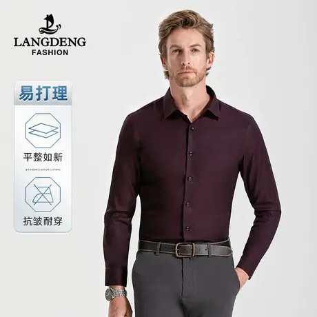 浪登衬衫男长袖2023秋冬轻商务职业正装休闲亲肤舒适易打理衬衣男商品大图