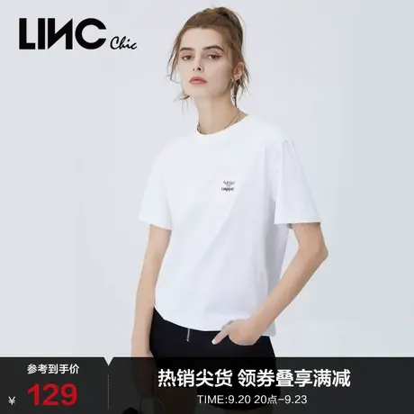 LINCCHIC金羽杰T恤女休闲百搭舒适印花圆领短袖女T恤夏S222TS362商品大图