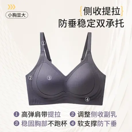 浪莎反重力提拉内衣女小胸外扩聚拢防下垂收副乳文胸罩无痕无钢圈商品大图