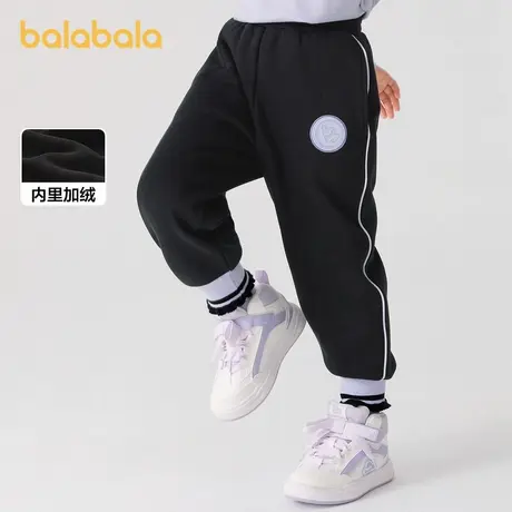巴拉巴拉童装儿童长裤女童加绒裤子厚2024秋冬新款休闲裤时尚撞色商品大图