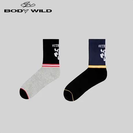 BODYWILD宝迪袜子男士老虎印花休闲袜棉质冬季春秋运动男ZBN94WI3图片