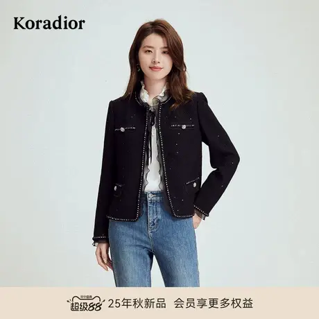 珂莱蒂尔商场同款秋季款法式优雅气质复古香风短外套女装上衣商品大图