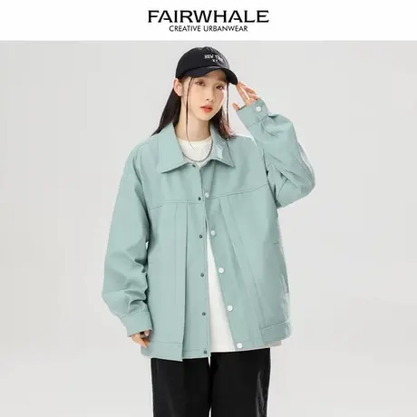 马克华菲美式复古翻领夹克外套女2025新款春秋宽松休闲百搭上衣潮图片