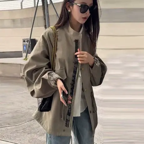 韩系时尚风衣外套女2025秋季新款高级感宽松显瘦百搭洋气休闲上衣图片