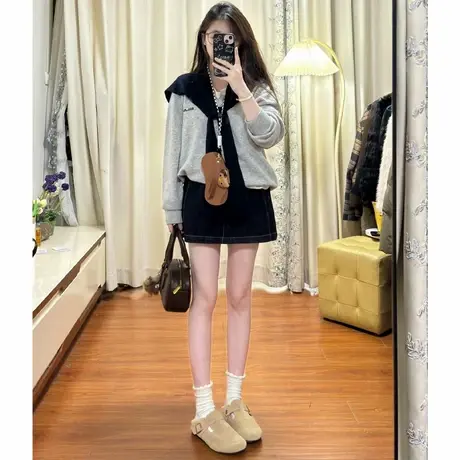两件套披肩v领毛衣针织衫女早秋季穿搭韩系慵懒风高级感显瘦上衣商品大图