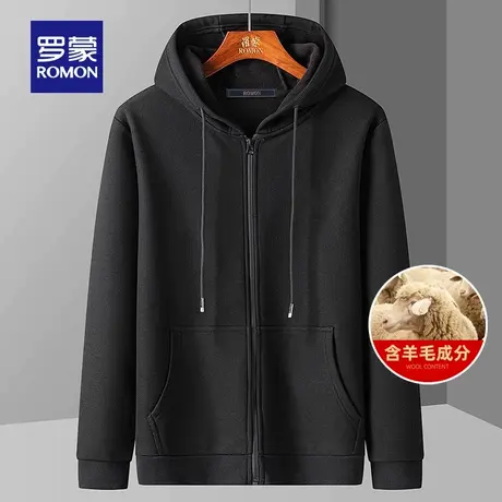 【华夫格+含羊毛】罗蒙男士加绒卫衣2025冬季新款保暖连帽外套男图片