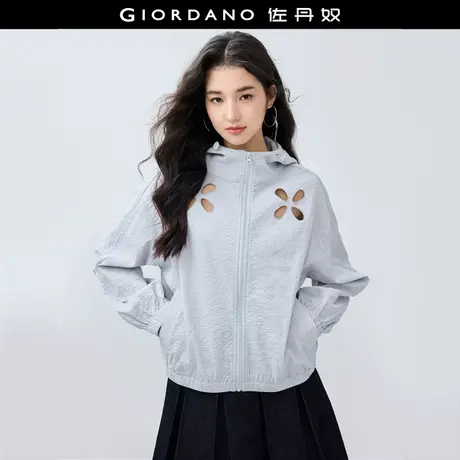 佐丹奴外套女装镂空连帽宽松肌理梭织休闲外套 18375503商品大图