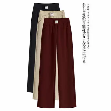 加绒裤子女秋冬阔腿裤大码宽松女士美拉德安哥拉红妈妈休闲直筒裤商品大图